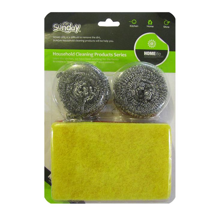 اسکاچ و سیم ظرفشویی هوم اند لایف مدل سان دی مجموعه 6 عددی Home and Life Sunday Scrub Sponge and Steel Wool 6 Pieces